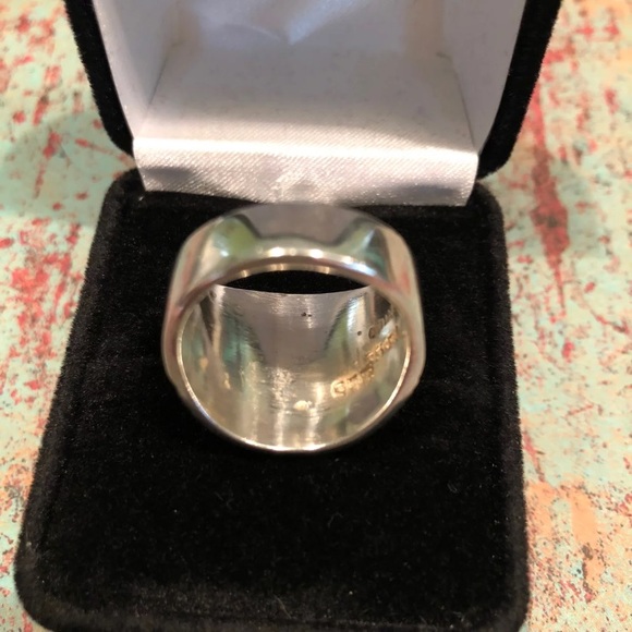 Sterling Silver Etched Wide Band Ring Sz 8.5 - Picture 4 of 7
